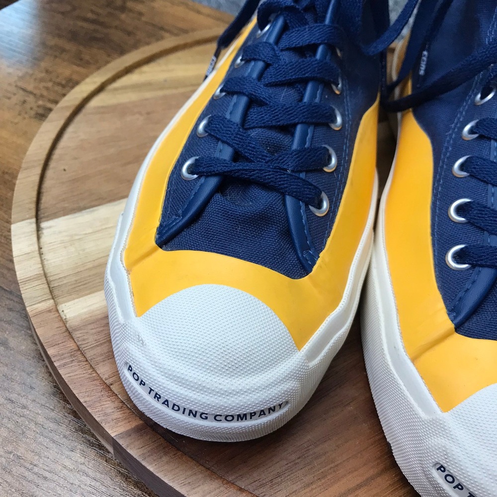 Converse Pop Trading Company Jack Purcell Hi Top Sneakers Mens 10.5 Blue Yellow - Picture 5 of 14